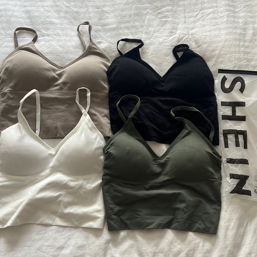 SHEIN 4pcs medium support seamless sports bra New